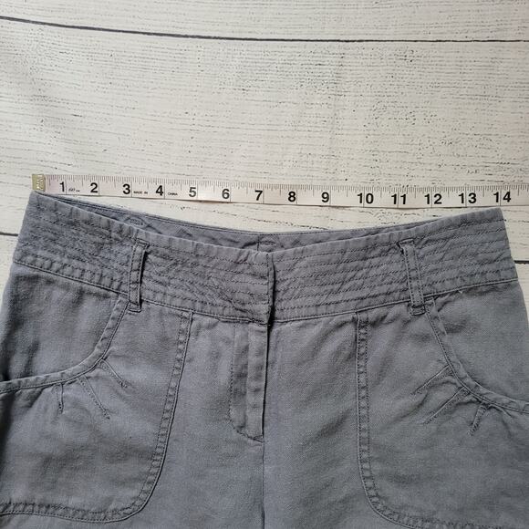 J.Jill Size	4 100% Linen Pale Blue Capri Pockets Casual Summer Beach Cruise - Picture 4 of 9